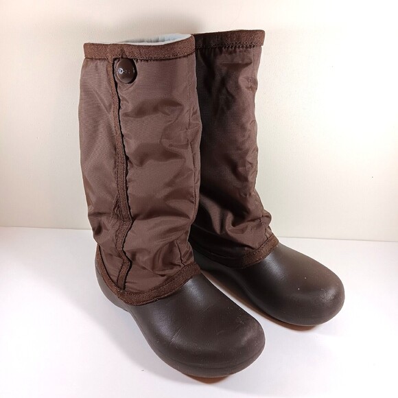 Crocs Boots Womens 6W Brown Claire Winter Snow Rain Insulated Waterproof Pull On - Picture 2 of 11